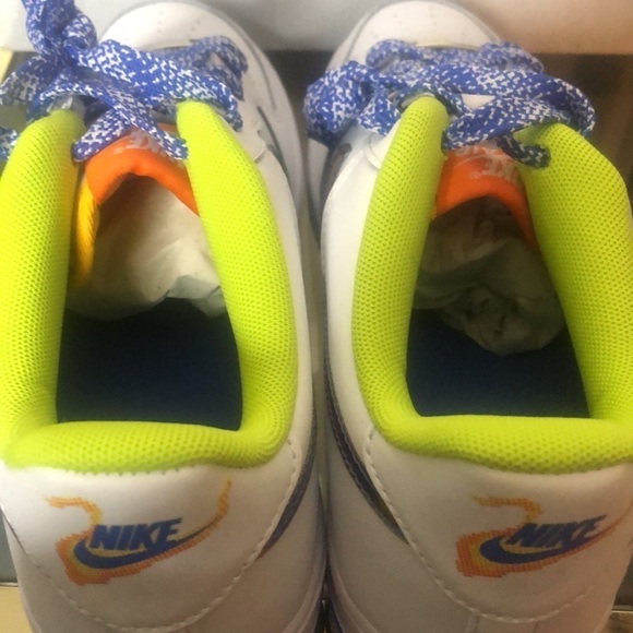 Nike Air Force one white /multi colored medium blue sneakers size 6y​ - Picture 8 of 11